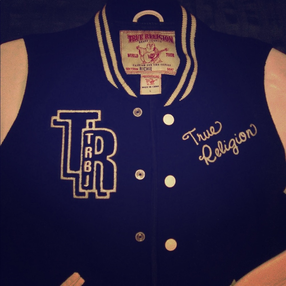 True Religion Varsity Jacket Women’s SZ L (10)